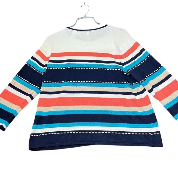 Alfred Dunner Sweater Womens XL Multi Colored Striped Knit Top Acrylic Casual - Picture 3 of 11